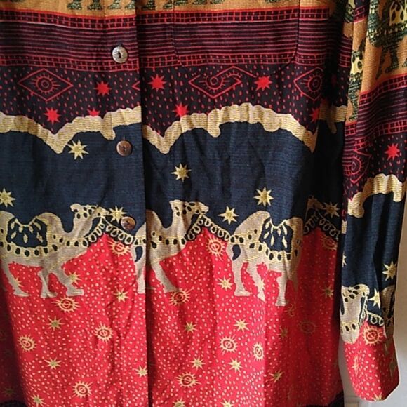 S.L. Fashions Women's Red and Brown Camels Sun & Stars Tunic Women's 14 - Picture 4 of 8